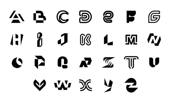 Colección Letra Logotipo Logotipos Abstractos Geométricos Fuente Abstracta Alfabeto Aislado — Vector de stock
