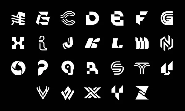 Colección Letra Logotipo Logotipos Abstractos Geométricos Fuente Abstracta Alfabeto Aislado — Vector de stock