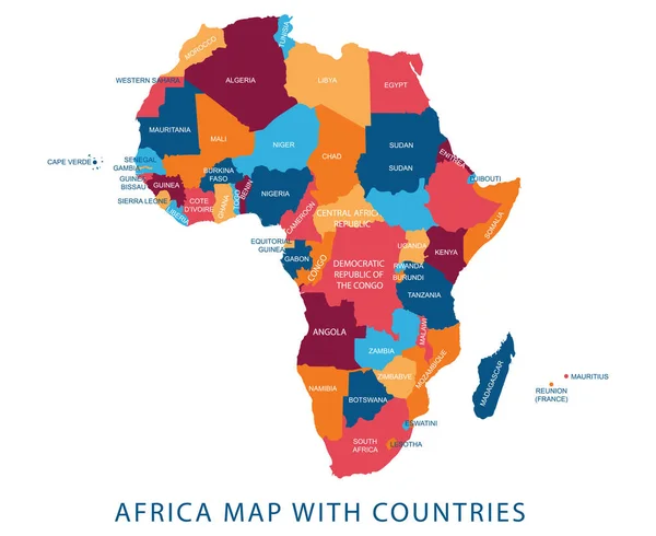 Design Ilustração Vetorial Continente África Mapa Com Nome Fronteira Países — Vetor de Stock