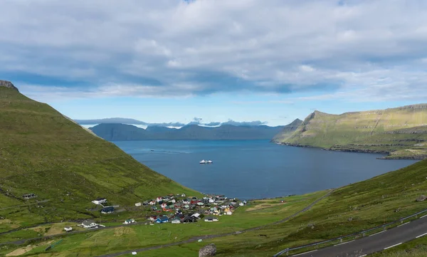 Faroe Adaları Islads adada Eysturoy köyünde Gjogv Stok Resim