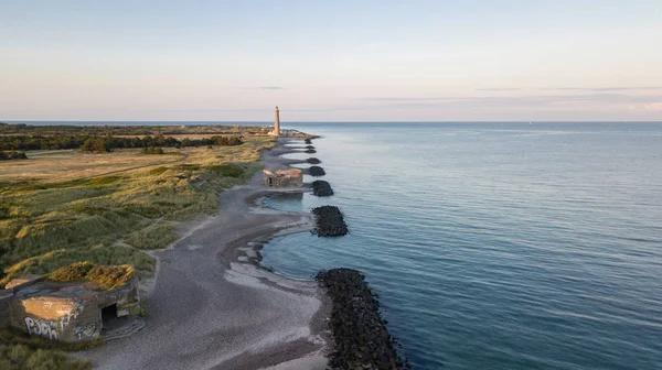 Bir dron tarafından fotoğraflandı Grenen kıyı boyunca plajları Telifsiz Stok Fotoğraflar