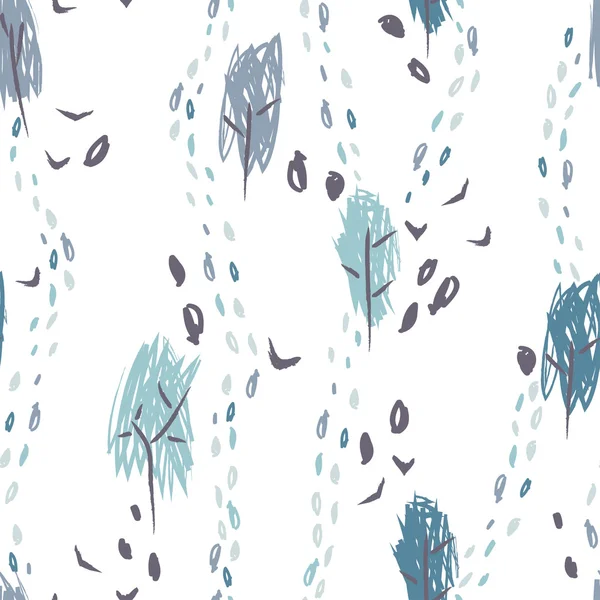 秋の森で描かれたシームレスなパターンを手 — ストックベクタ