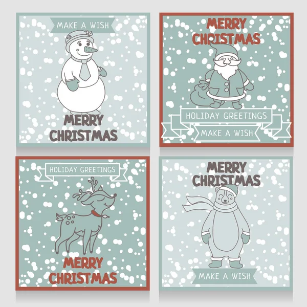Roztomilé karty pro Vánoce a nový rok — Stockový vektor