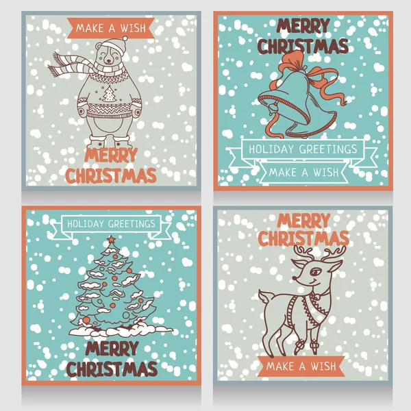 Lindas tarjetas para Navidad y fiesta de año nuevo — Vector de stock