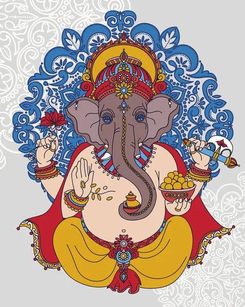 Señor Ganesha sentado — Vector de stock