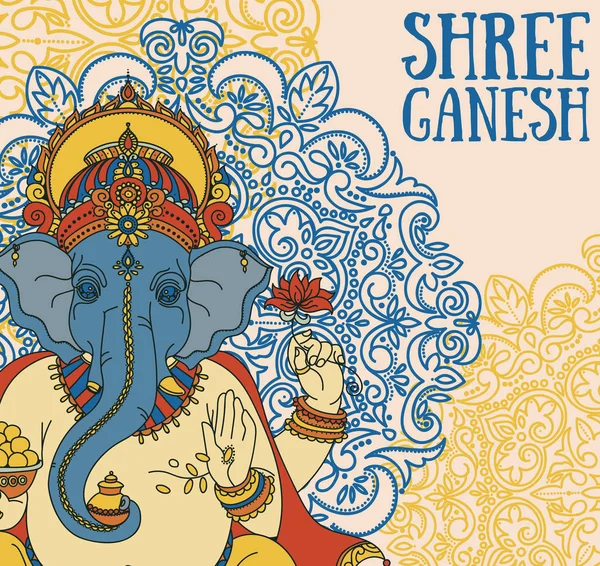 Poster Lord Ganesha ile — Stok Vektör