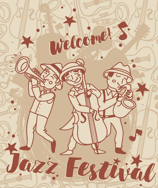 Banda de jazz en estilo retro — Vector de stock