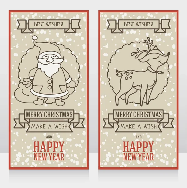 Dos tarjetas para la Navidad y la parte de año nuevo — Vector de stock