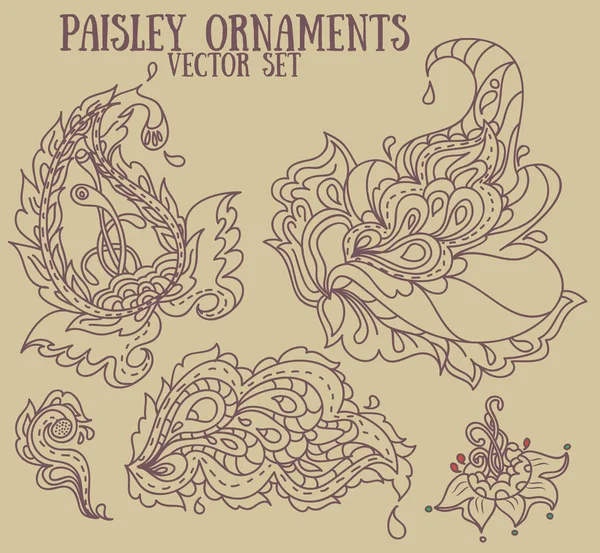 Colección de elementos decorativos paisley — Archivo Imágenes Vectoriales