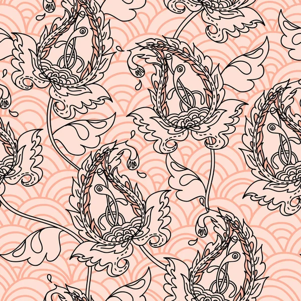 Motif sans couture avec ornement paisley floral — Image vectorielle