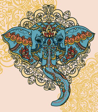 güzel desenli süsleme ile Hint fil