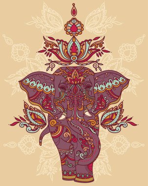 güzel desenli süsleme ile Hint fil