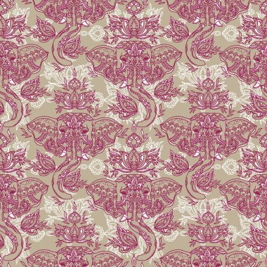 Hint filleri ve güzel desenli süsleme, vektör çizim ile Seamless Modeli