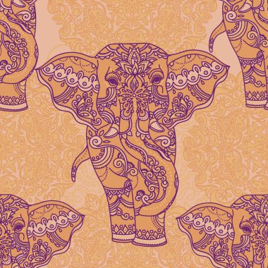 Hint filleri ve güzel desenli süsleme, vektör çizim ile Seamless Modeli