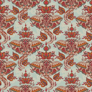 Hint filleri ve güzel desenli süsleme, vektör çizim ile Seamless Modeli