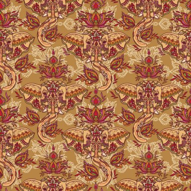 Hint filleri ve güzel desenli süsleme, vektör çizim ile Seamless Modeli