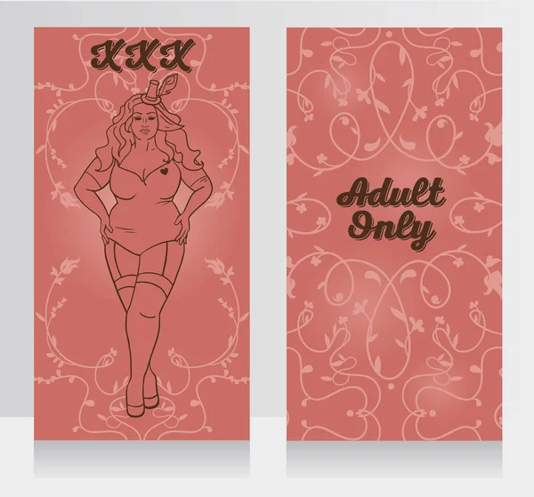 Banners en estilo burlesco con mujer sexy de talla grande — Archivo Imágenes Vectoriales
