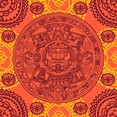 Seamless pattern with Mayan zodiac clipart