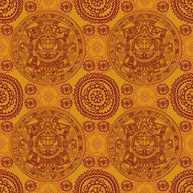 Seamless pattern with Mayan zodiac clipart