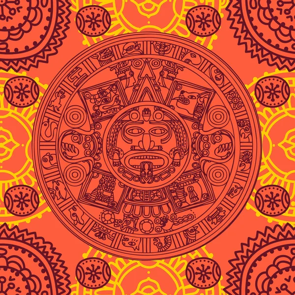 Pola mulus dengan zodiak Maya - Stok Vektor