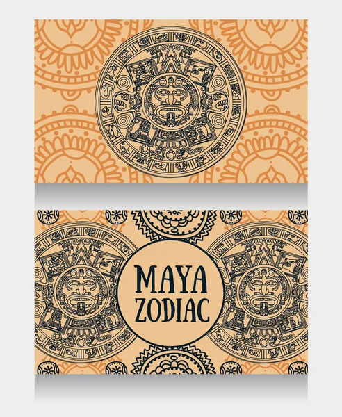 Banner mit dekorativen Maya-Tierkreiszeichen — Stockvektor