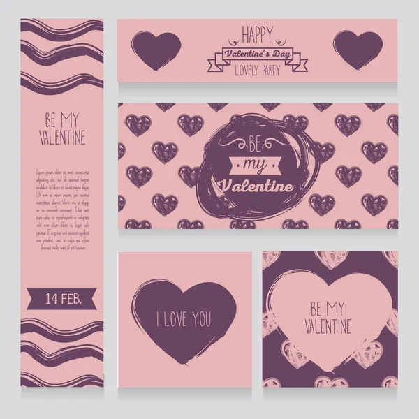 Tarjetas de felicitación para el día de San Valentín — Vector de stock