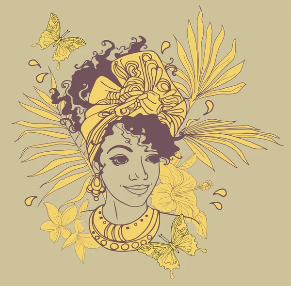 Карточка с красивой афроамериканской женщиной — стоковый вектор