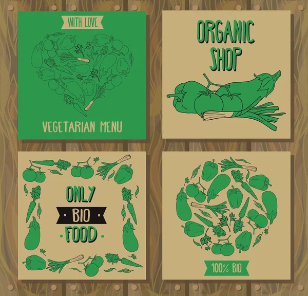 Set di carte con verdure — Vettoriale Stock