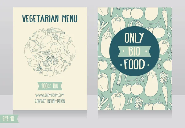 Modèle de cartes de menu pour café végétalien — Image vectorielle