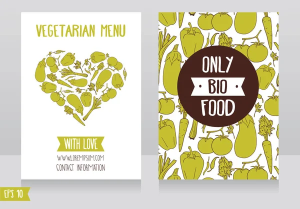 Menü kartları şablonu için vegan Cafe — Stok Vektör