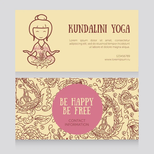 Cards template for yoga studio — Stock Vector