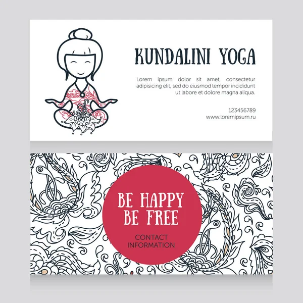 Cards template for yoga studio — Stock Vector