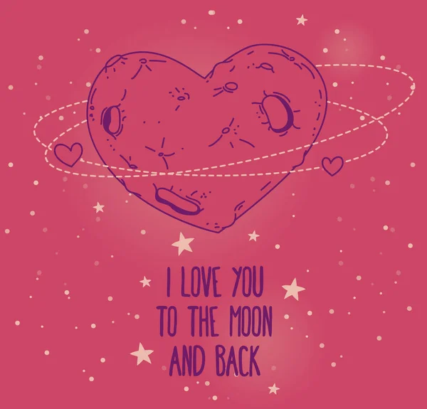 발렌타인의 날에 대 한 우주 카드 — 스톡 벡터