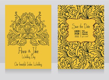 Düğün davetiyeleri Hint tarzı için şablon