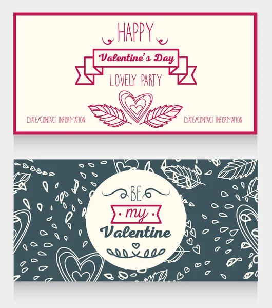 Schattig kaarten met doodle hart sieraad voor valentines day — Stockvector