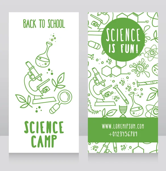 Cards for science camp — Stock Vector