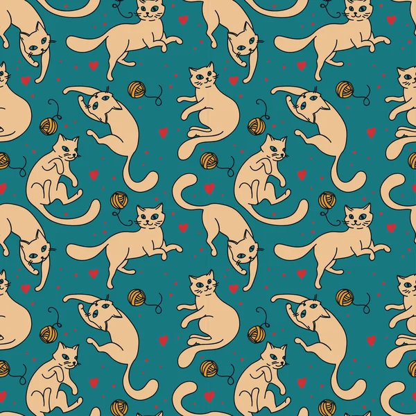 Motif sans couture avec des chats mignons — Image vectorielle