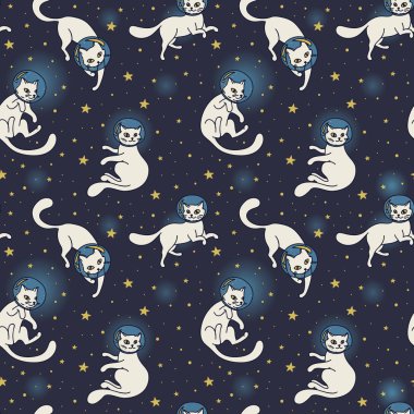 şirin doodle kedi-astronotlar uzayda
