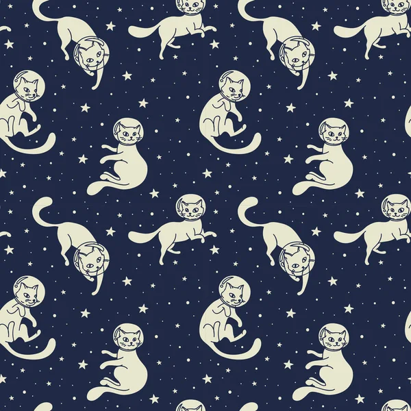 cute doodle cat-astronauts floating in space