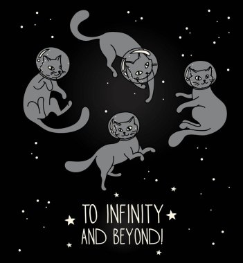 şirin doodle kedi-astronotlar uzayda