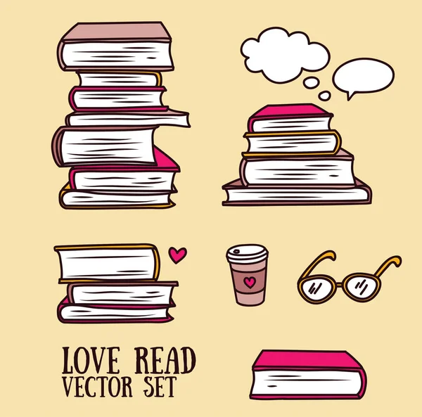 Av doodle ikoner med böcker — Stock vektor