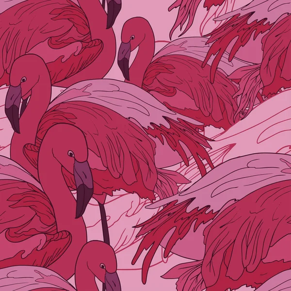 Seamless pattern with beautiful flamingo