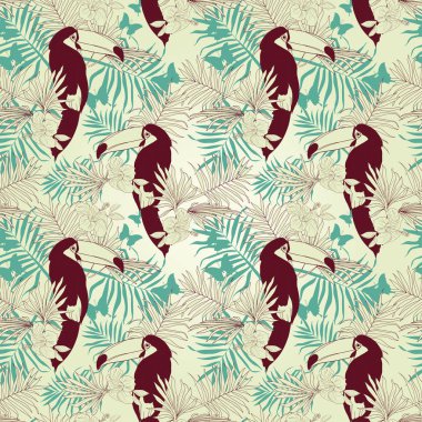 Güzel tukanlar ile Dikişsiz tropikal desen