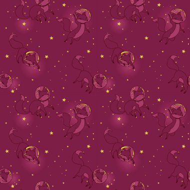 şirin doodle fox-astronotlar uzayda