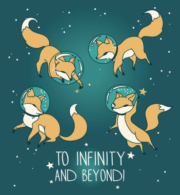 şirin doodle fox-astronotlar uzayda