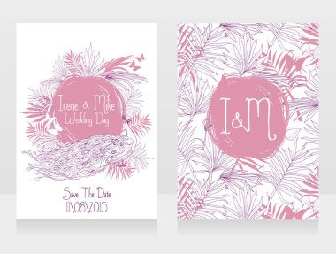 Düğün kartları ile güzel tavus kuşu