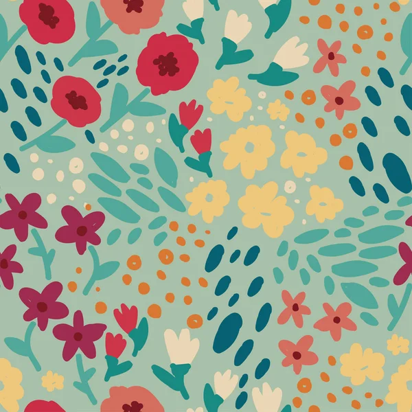 Motif floral lumineux et heureux sans couture — Image vectorielle