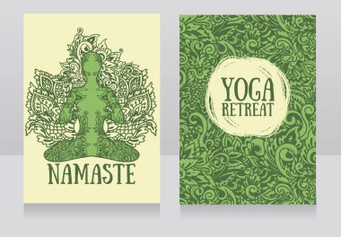 yoga merkezine veya yoga stüdyosu ile güzel fantezi süsleme için iki afiş