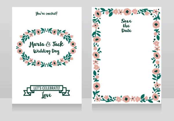 Dos tarjetas de boda en estilo folclórico — Vector de stock