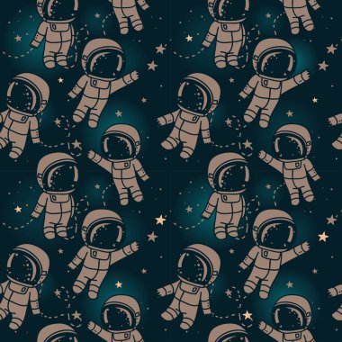 Şirin doodle astronotlar uzayda
